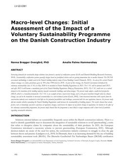 LV-22-C061 Macro-level Changes: Initial Assessment of the Impact of a Voluntary Sustainability Programme on the Danish Construction Industry