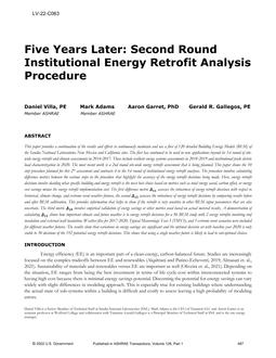 LV-22-C063 – Five Years Later: Second Round Institutional Energy Retrofit Analysis Procedure