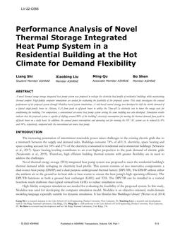 LV-22-C066 – Performance Analysis of Novel Thermal Storage Integrated Heat Pump System in a Residential Building at the Hot Climate for Demand Flexibility