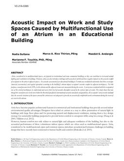 VC-21A-C065 – Acoustic Impact on Work and Study Spaces Caused by Multifunctional Use of an Atrium in an Educational Building