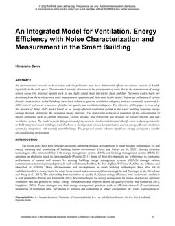 008 — An Integrated Model for Ventilation, Energy Efficiency with Noise Characterization and Measurement in the Smart Building