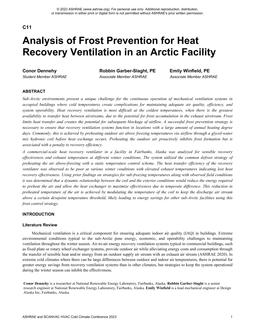 Analysis of Frost Prevention for Heat Recovery Ventilation in an Arctic Facility