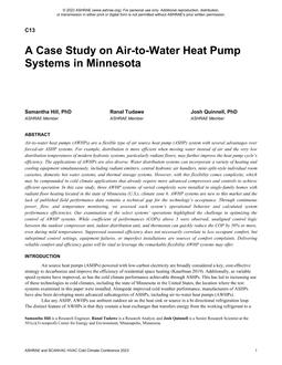 A Case Study on Air-to-Water Heat Pump Systems in Minnesota