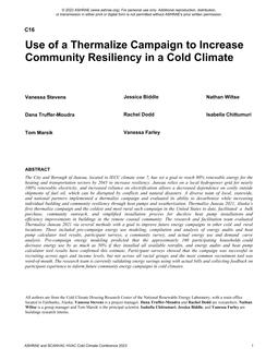 Use of a Thermalize Campaign to Increase Community Resiliency in a Cold Climate