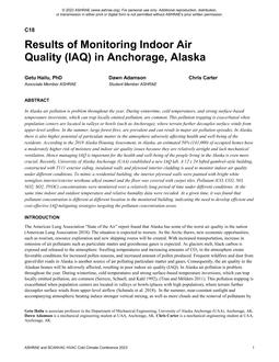 Results of Monitoring Indoor Air Quality (IAQ) in Anchorage, Alaska