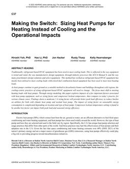 Making the Switch: Sizing Heat Pumps for Heating Instead of Cooling and the Operational Impacts