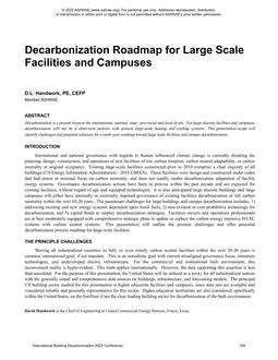 C21 — Decarbonization Roadmap for Large Scale Facilities and Campuses