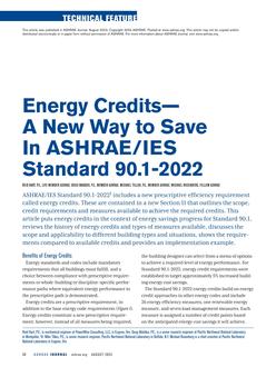 Energy Credits—A New Way to Save In ASHRAE/IES Standard 90.1-2022