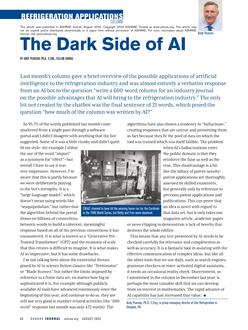 Refrigeration Applications: The Dark Side of AI